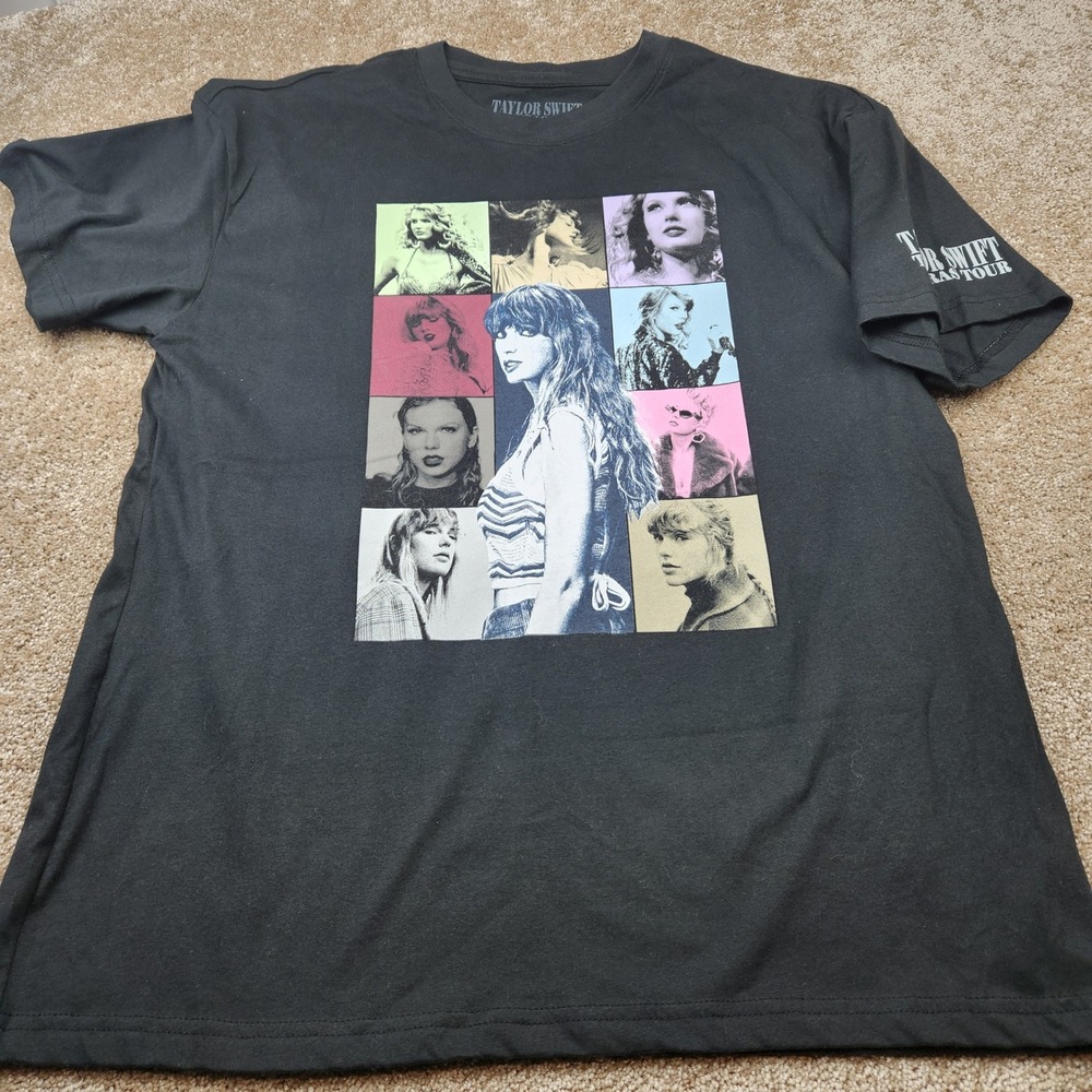 Taylor Swift The Eras Tour 2023 2024 Concert T-Shirt Black Large Tour Dates Tee